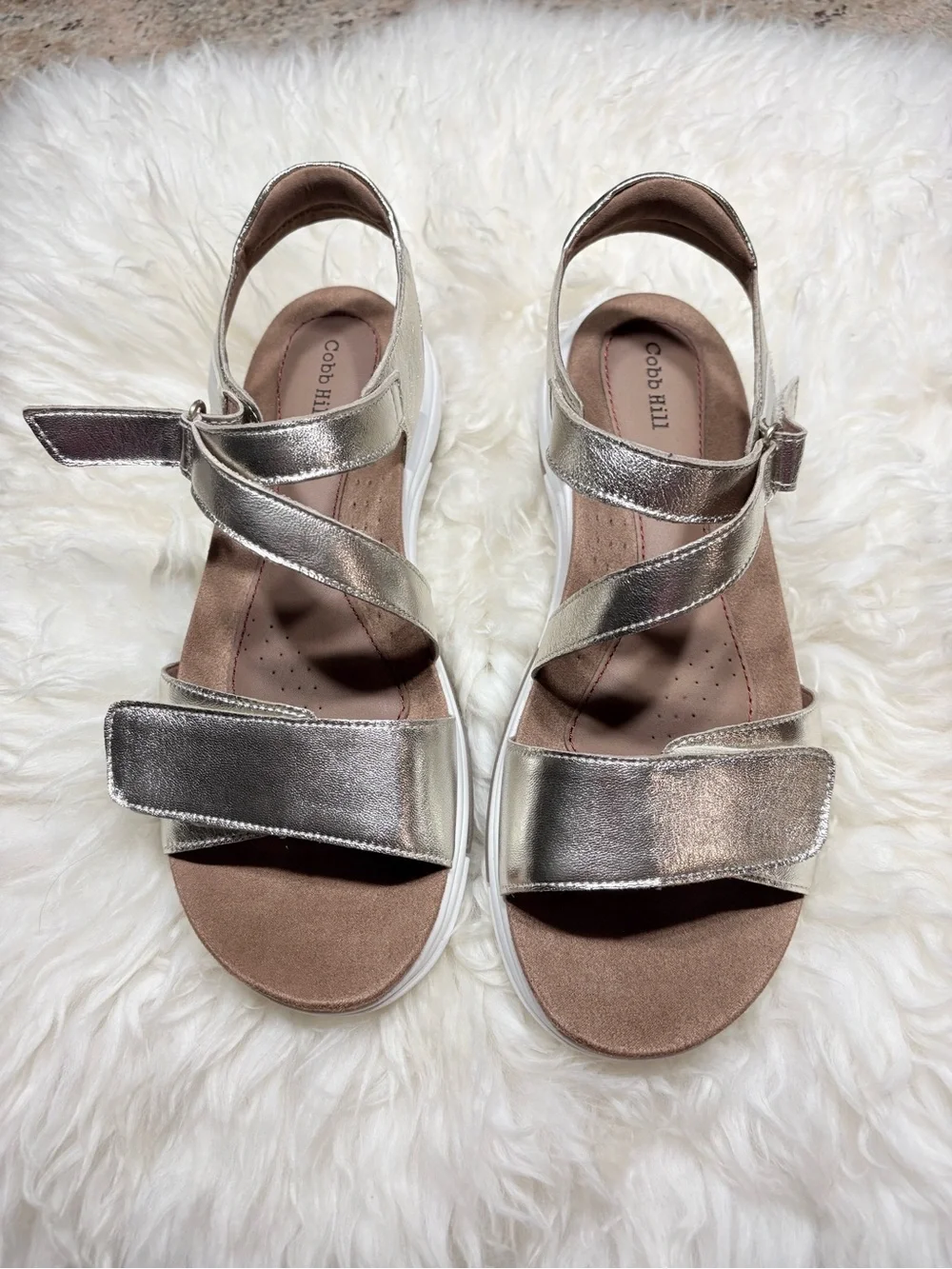 Women's Silver Adjustable Comfort Sandals